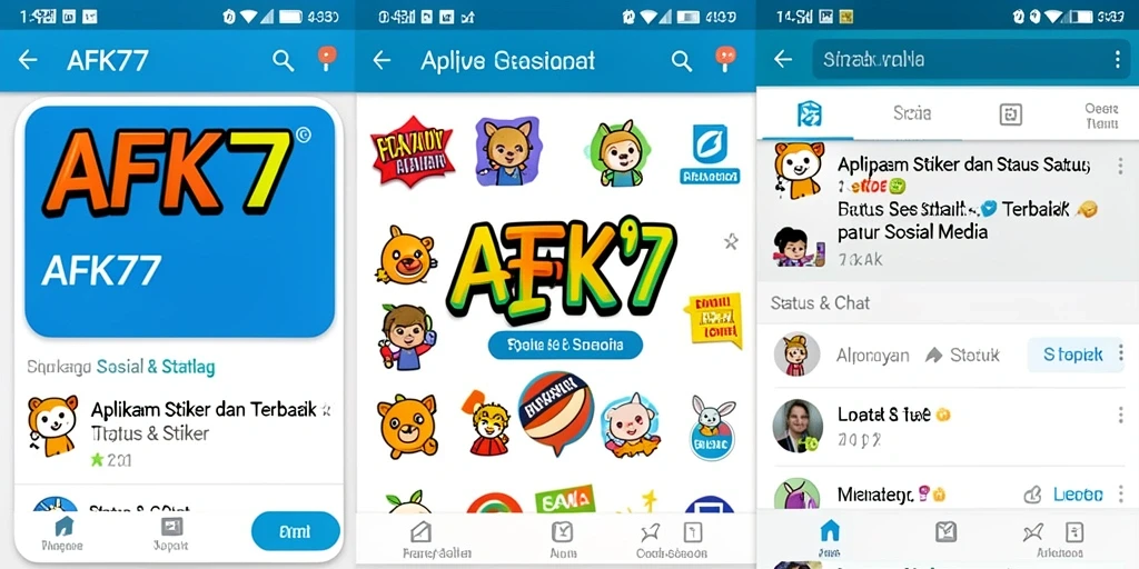 Antarmuka AFK77 yang menarik dan mudah digunakan untuk Status & Stiker.