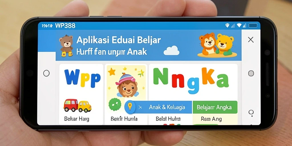 Tampilan antarmuka WP888 yang ceria dan edukatif.
