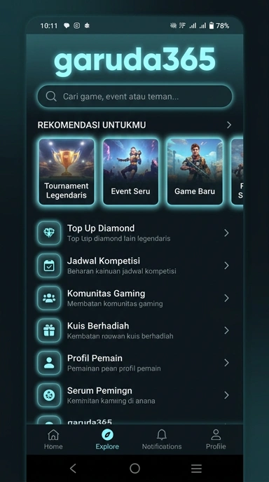 Tampilan katalog aplikasi garuda365